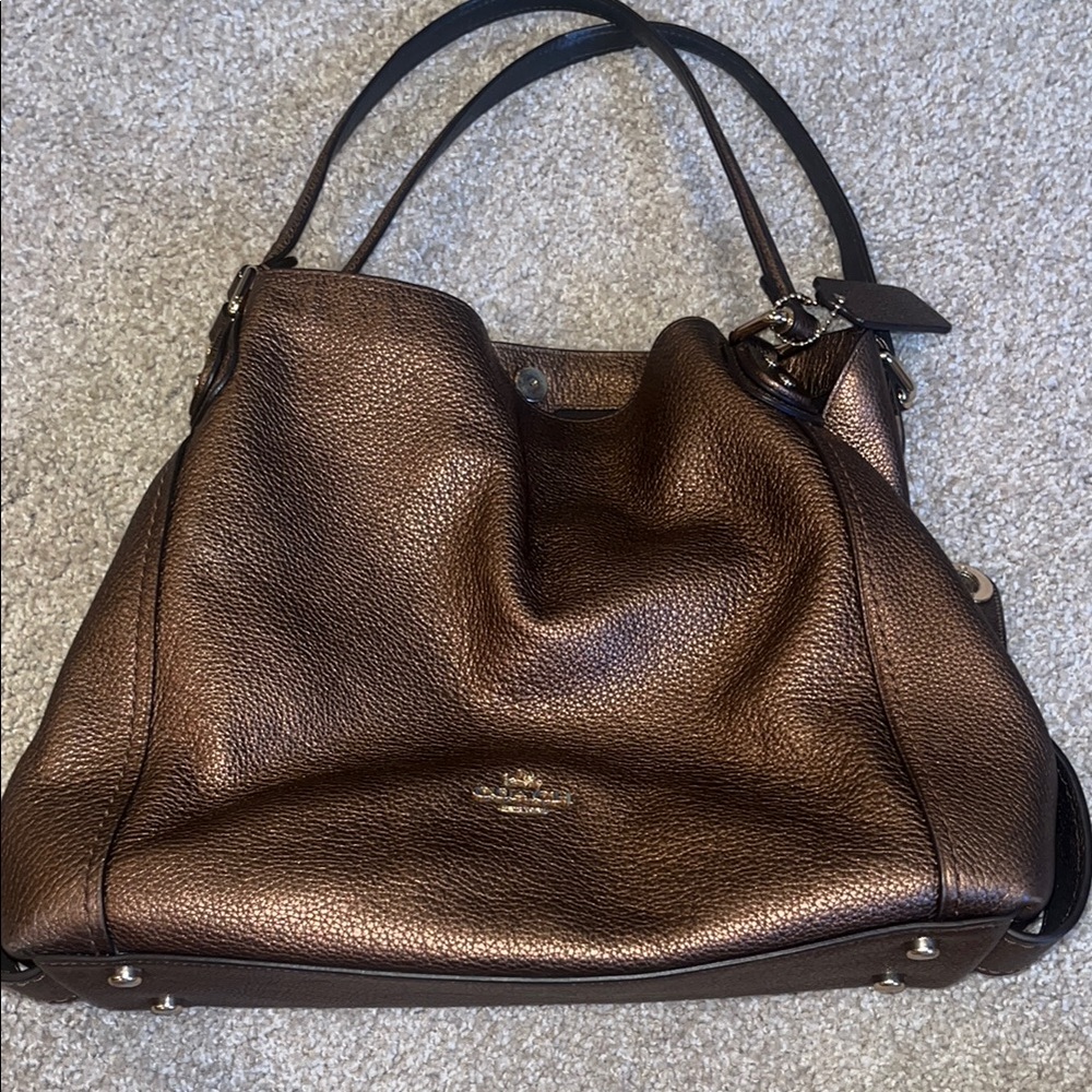 Coach Metallic Brown Leather Tote